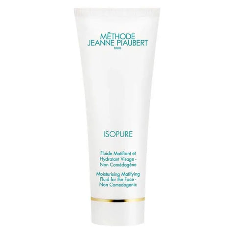 Jeanne Piaubert Isopure Moisturising Matifying Fluid 50ml, clear bottle with pump, skincare product on a white background.