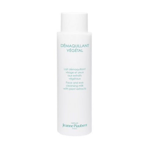 Jeanne Piaubert Vegetal Makeup Remover Milk 400ml bottle, gentle skincare product with soft white and green packaging.