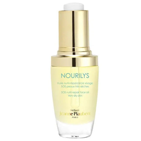 Jeanne Piaubert Nourilys Nutri Repair Face Oil for very dry skin in 30ml bottle, shown with dropper applicator.