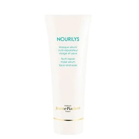 Jeanne Piaubert Nourilys Nutri Repair mask serum for face and eyes, 50ml, in a sleek white bottle with a pump dispenser.