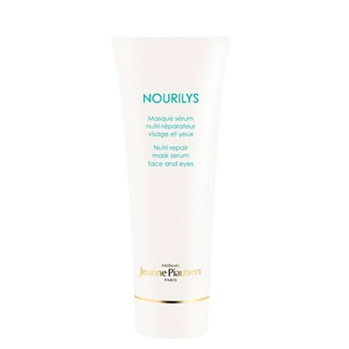 Jeanne Piaubert Nourilys Nutri Repair Mask Serum for face and eyes, 50ml, shown in a sleek jar with a gold lid.