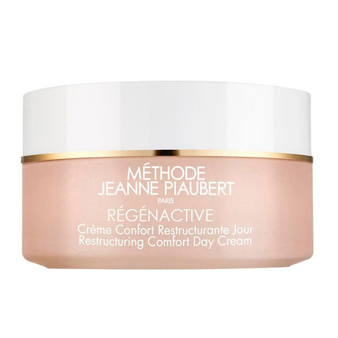Jeanne Piaubert Régénactive Restructuring Comfort Day Cream in 50ml jar, shown with elegant packaging and product label.