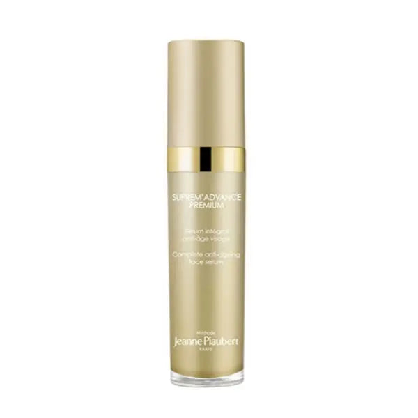 Jeanne Piaubert Suprem Advance Premium Serum 30ml in a sleek bottle, designed for skincare, by Jag Couture London New York