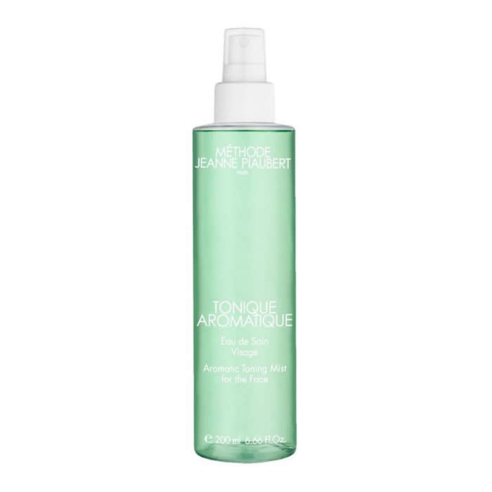 Jeanne Piaubert Aromatic Toning Mist for the face, 200ml, in a clear spray bottle showing the product label and branding.