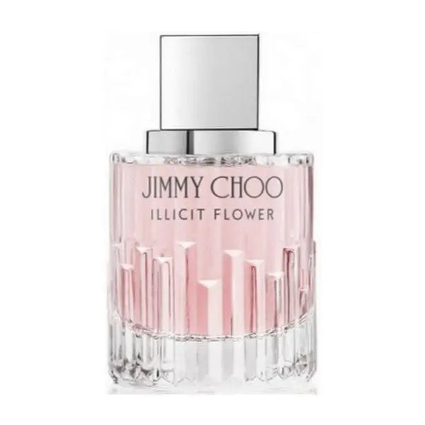 Jimmy Choo Illicit Flower Eau De Toilette spray bottle, 100ml, with elegant floral packaging and branding details.