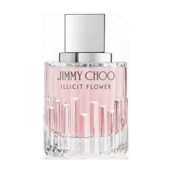 Jimmy Choo Illicit Flower Eau De Toilette spray in 100ml bottle, featuring floral design and elegant packaging.