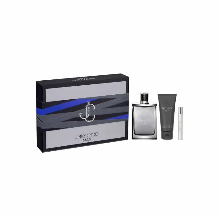 Jimmy Choo Man Eau de Toilette spray 100ml set of three, featuring the iconic fragrance bottles from Jag Couture London - New York.