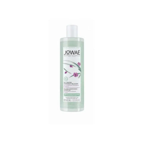 Jowae Relaxing Moisturizing Shower Gel in a 400ml bottle with a sleek, minimalist design and calming label featuring green and white tones.
