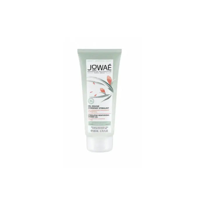 Jowae Stimulating Moisturizing Shower Gel in 200ml bottle with label, designed for refreshing and hydrating skin.