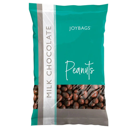 Joybags milk chocolate covered peanuts by Jag Couture London—crispy peanuts coated in smooth milk chocolate.