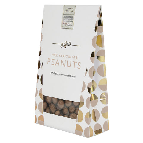 Milk chocolate-coated peanuts in a carton, by Jag Couture London - New York, shown in a clear, appealing image.