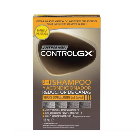 Jag Couture London New York Just for Men Control GX grey hair reducing shampoo and conditioner, 118ml bottle.