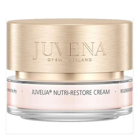 Juvena Juvelia Nutri Restore Eye Cream 15ml in a sleek jar, displayed on a clean background, highlighting the luxurious skincare product.