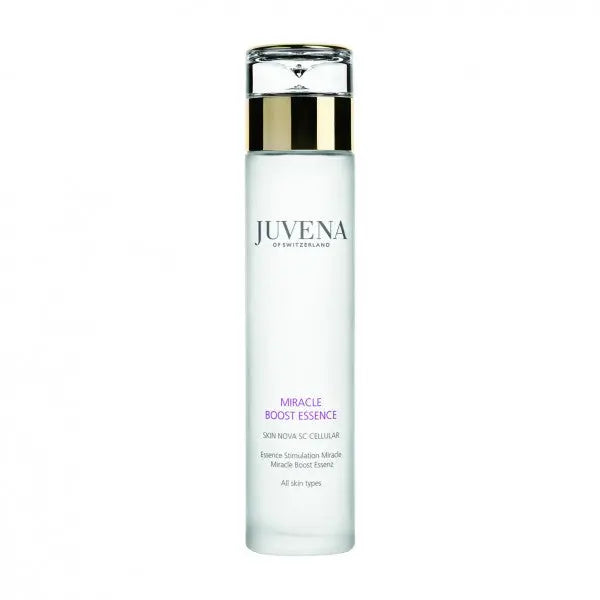 Jag Couture London New York Juvena Miracle Boost Essence 125ml bottle with clear packaging and product label.