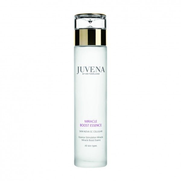 Jag Couture London New York Juvena Miracle Boost Essence 125ml bottle, featuring a sleek design for skin revitalization.