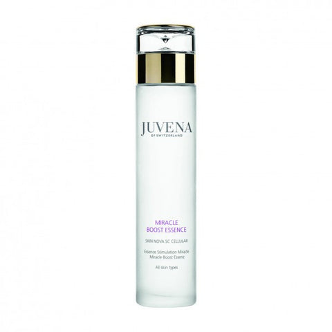 Jag Couture London New York Juvena Miracle Boost Essence 125ml bottle, featuring a sleek design for skin revitalization.