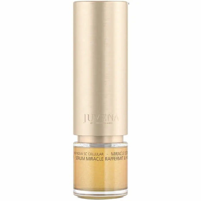 Juvena Miracle Serum in 30ml bottle, designed to firm and hydrate skin, displayed with sleek packaging from Jag Couture London New York.