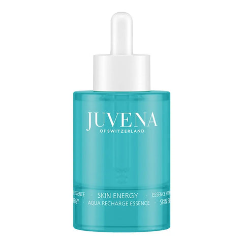 Juvena Skin Energy Serum Aqua Recharge Essence in 50ml bottle, featuring sleek packaging from Jag Couture London New York.
