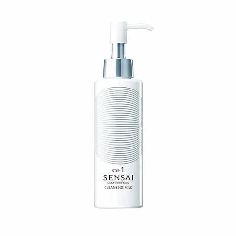 Kanebo Sensai Silky Purifying Cleansing Milk 150ml bottle with soft white and silver packaging on a clean background