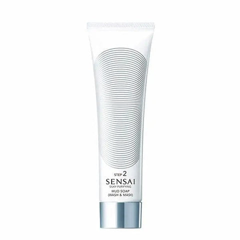 Kanebo Sensai Silky Purifying Mud Soap Wash and Mask in 125ml container, featuring creamy mud formula and elegant packaging.