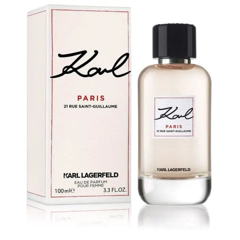 Karl Paris 21 Rue Saint-Guillaume perfume spray by Jag Couture London, 100ml bottle with elegant packaging.