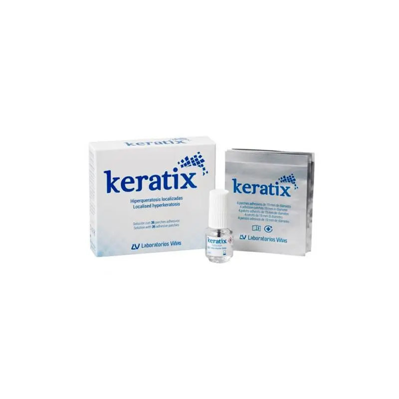 Keratix solution 3g with 36 adhesive patches by Jag Couture London - New York, shown in a close-up image.