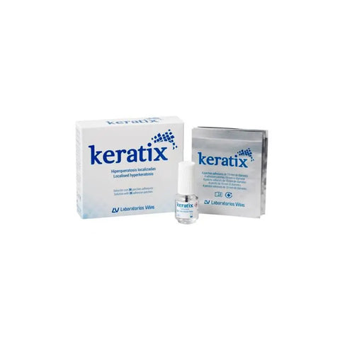 Keratix solution 3g with 36 adhesive patches by Jag Couture London - New York, shown in a close-up image.
