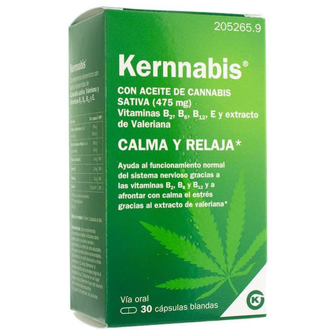 Jar of Kernnabis 30 capsules by Jag Couture London New York, showing the product packaging and label.