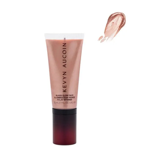 Kevyn Aucoin Glass Glow Face Prism Rose highlighter in a rose-hued, luminous compact with a sleek design and reflective finish.
