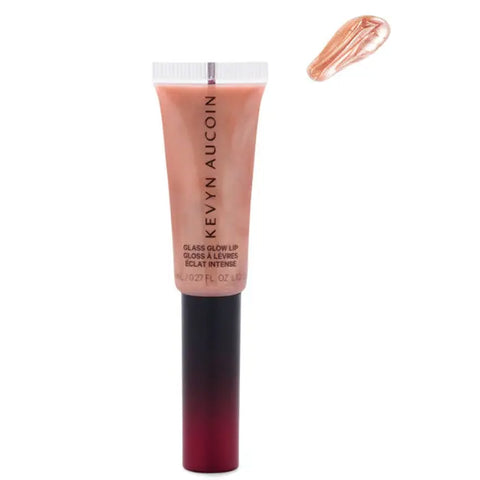 Kevyn Aucoin Glass Glow Lip in Prism Rose by Jag Couture London features a glossy, rose-hued lip product with reflective shine.