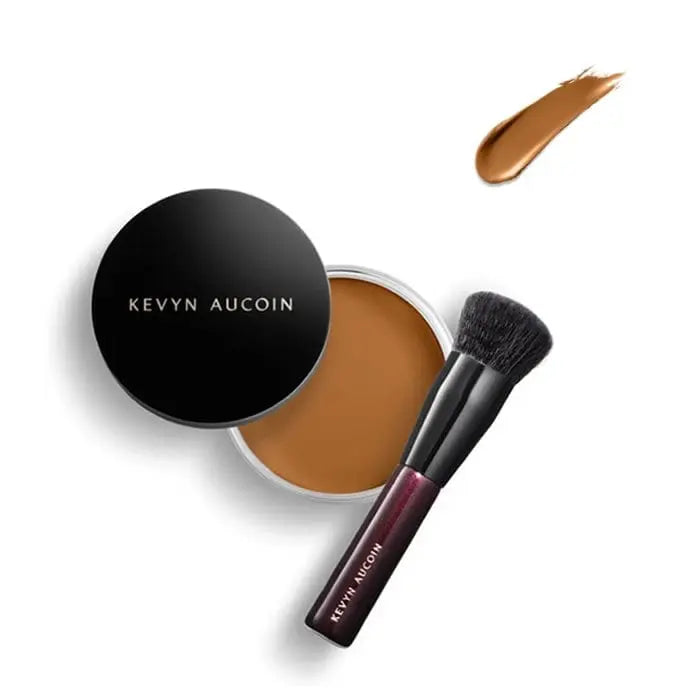 Kevyn Aucoin The Foundation Balm in Deep FB 14, a rich, creamy makeup product by Jag Couture London New York shown in a sleek jar.