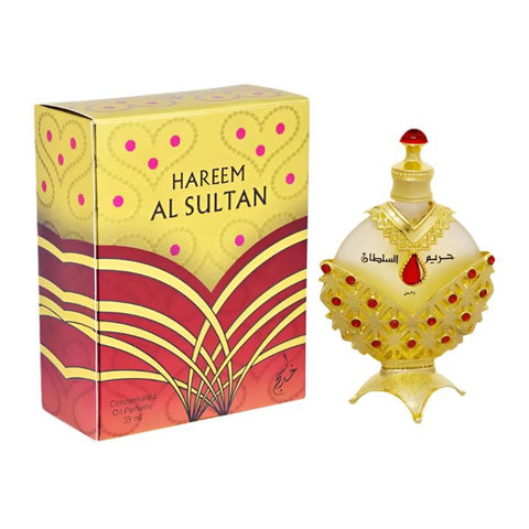 Khadlaj Hareem Al Sultan perfume concentrate 35ml bottle with elegant packaging, featuring floral and oriental fragrance accents.