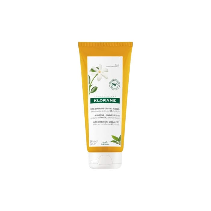 Klorane After Sun Conditioner with Tamanu Bio and Monoï in a 200ml bottle, designed to soothe and hydrate sun-exposed skin.