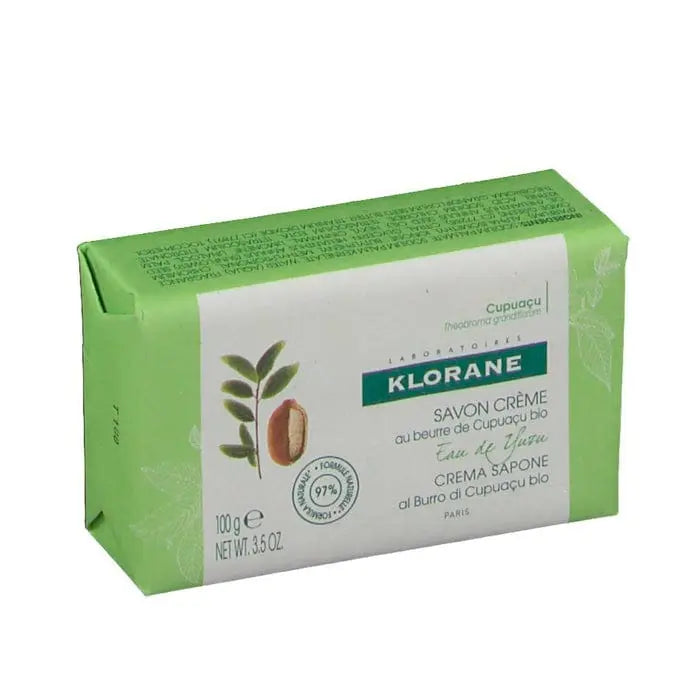 Klorane Jabon Crema Yuzu Water 100g soap by Jag Couture London-New York, showing a creamy Yuzu water soap bar.