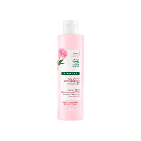 Klorane Peony Cleansing Micellar Fluid in a 200ml bottle, suitable for gentle facial cleansing with peony extract.