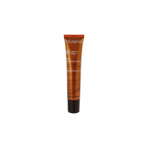 Klorane Polysianes Face Beauty Cream Colour SPF30 in 50ml tube, with a smooth, creamy texture and SPF protection.
