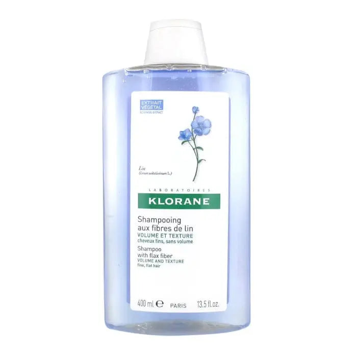 Jag Couture London New York Klorane Volume and Texture Shampoo with Flax Fiber, 400ml bottle with label and pump dispenser