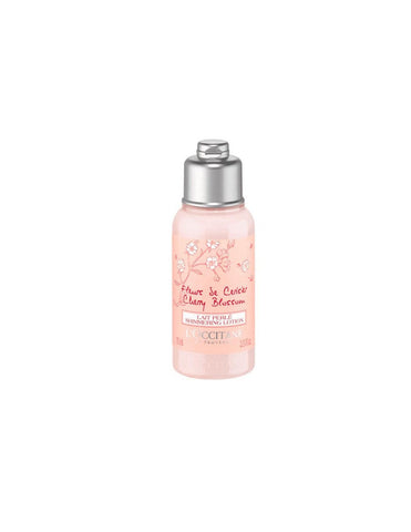 L'Occitane Flores de Cerezo body milk by Jag Couture London - New York, 75ml bottle with cherry blossom design.
