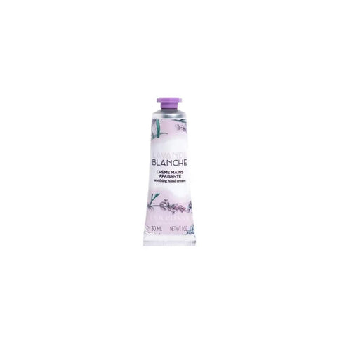 Jag Couture London New York L'Occitane Lavanda Blanca Hand Cream 30ml, white lavender scented moisturizer in a sleek tube.