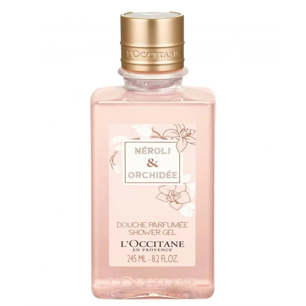 L'Occitane Nerolí y Orquídea shower gel by Jag Couture London, 250ml, with fresh neroli and orchid scent in a clear bottle