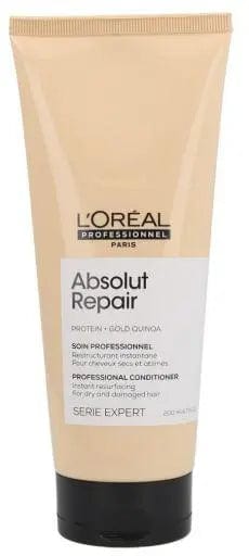 L'Oreal Professionnel Absolut Repair Gold Conditioner in 750ml bottle, designed for damaged hair, displayed on a clean surface.