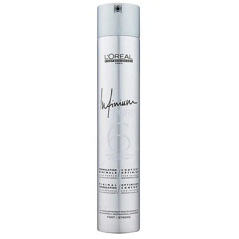 L’Oréal Professionnel Infinium Hairspray Strong 500ml bottle, professional hair spray for strong hold, by Jag Couture London New York