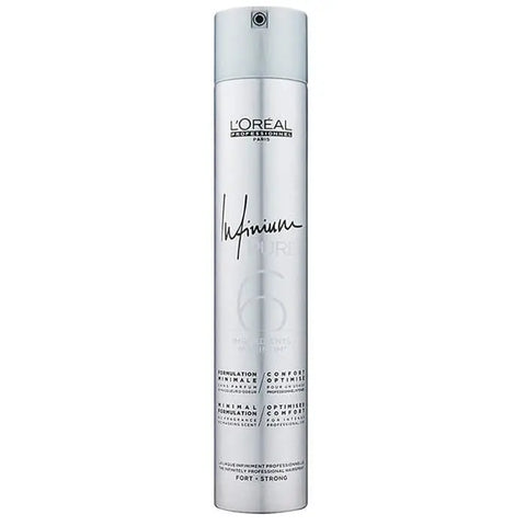 L’Oréal Professionnel Infinium Hairspray Strong 500ml spray bottle, professional hair styling product by Jag Couture London New York