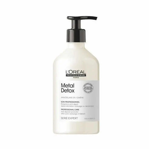 L'Oréal Professionnel Metal Detox Conditioner 500ml bottle with sleek packaging, designed for nourishing and detoxifying hair.
