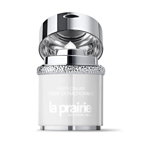 La Prairie White Caviar Crema Extraordinaire 60ml jar, luxurious white skincare cream with elegant packaging from Jag Couture London.