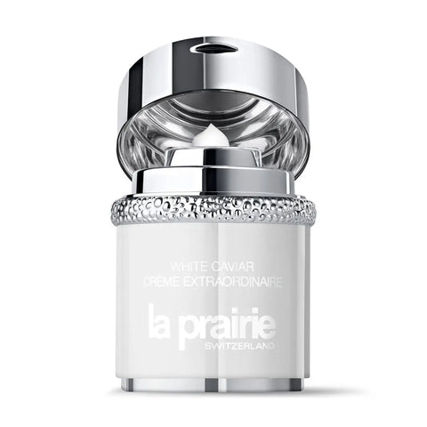 Luxurious La Prairie White Caviar Crema Extraordinaire jar with elegant packaging, 60ml, from Jag Couture London - New York.