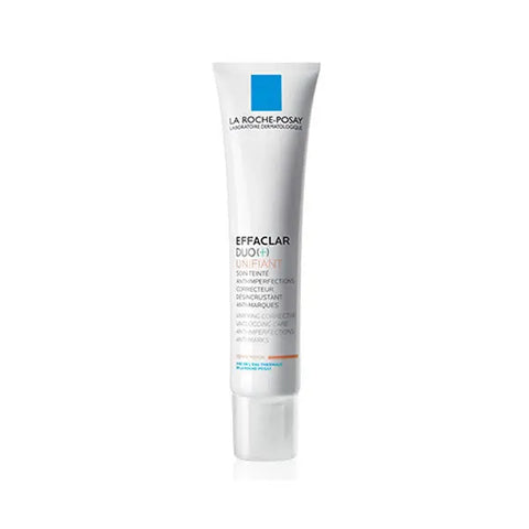 La Roche Posay Effaclar Duo Unifiant Medium 40ml skincare tube, featuring the product in a sleek white container.