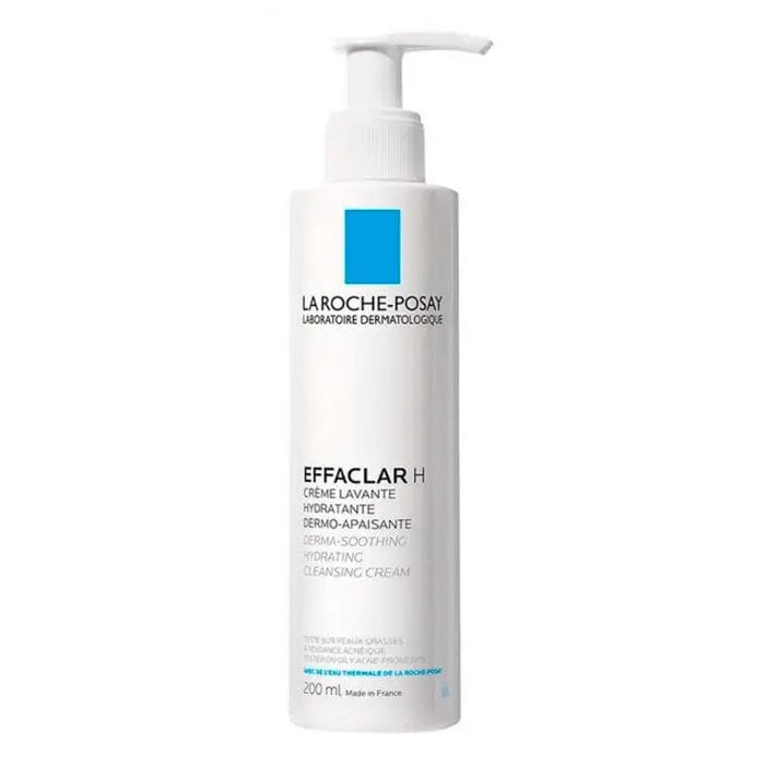 La Roche Posay Effaclar H cleansing cream in a 200ml jar, designed for sensitive and oily skin, with a smooth, creamy texture.