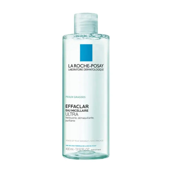 La Roche Posay Effaclar Micellar Water Ultra 400ml bottle, gentle skincare product for cleansing and removing makeup.