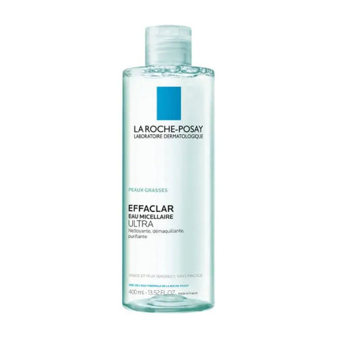 La Roche Posay Effaclar Micellar Water Ultra 400ml bottle, gentle skincare product for cleansing and removing makeup.